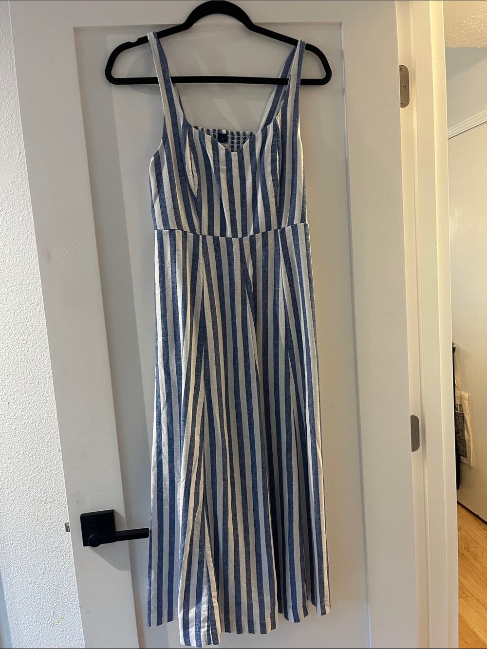 Old Navy Blue and White Vertical Stripe Maxi Dress